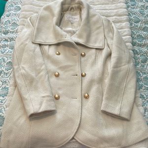 Gorgeous Wool Ivory Jessica Simpson coat with gold buttons.